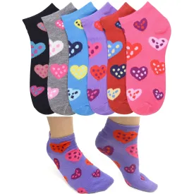 12 Pairs Women Fashion Hearts Cotton Colors Casual Ankle Low Cut Socks Size 9-11