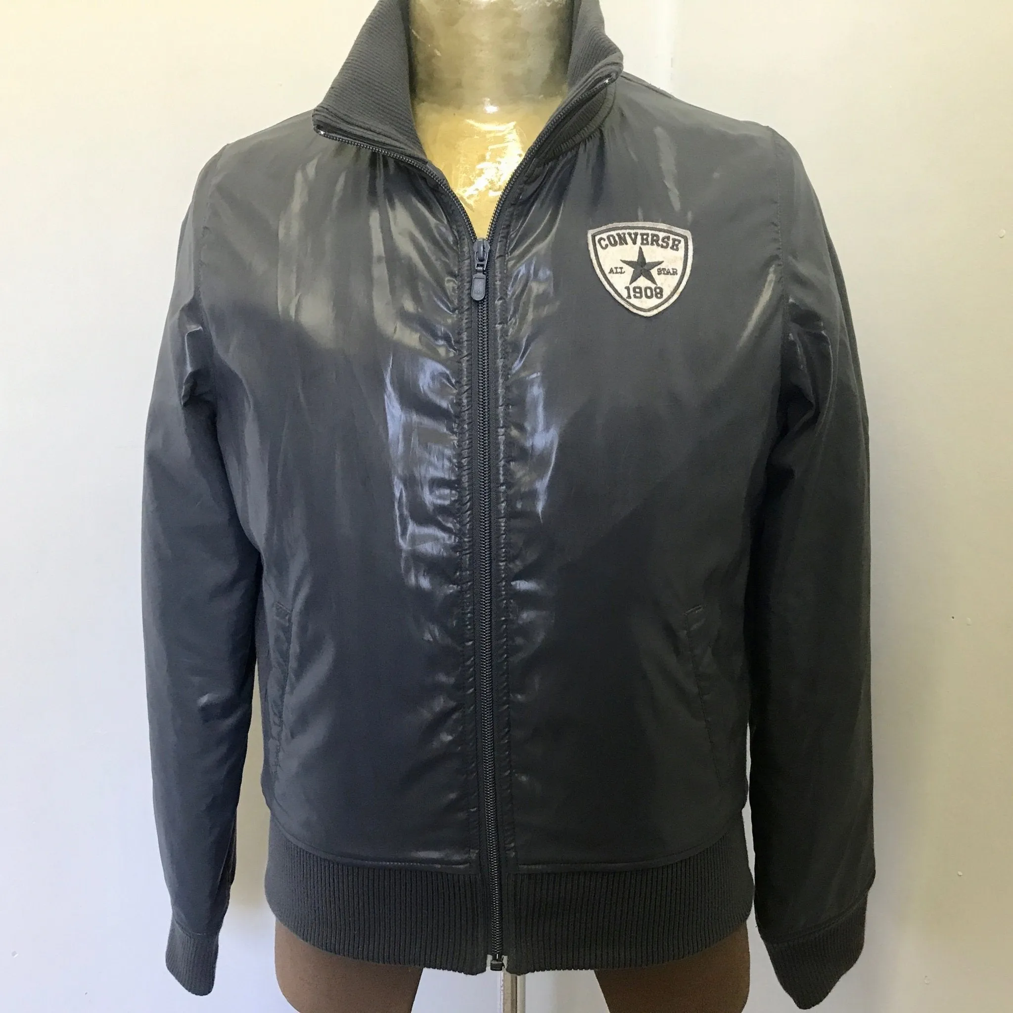 1990's Vintage Converse Bomber Jacket Grey Sz S - OOAK