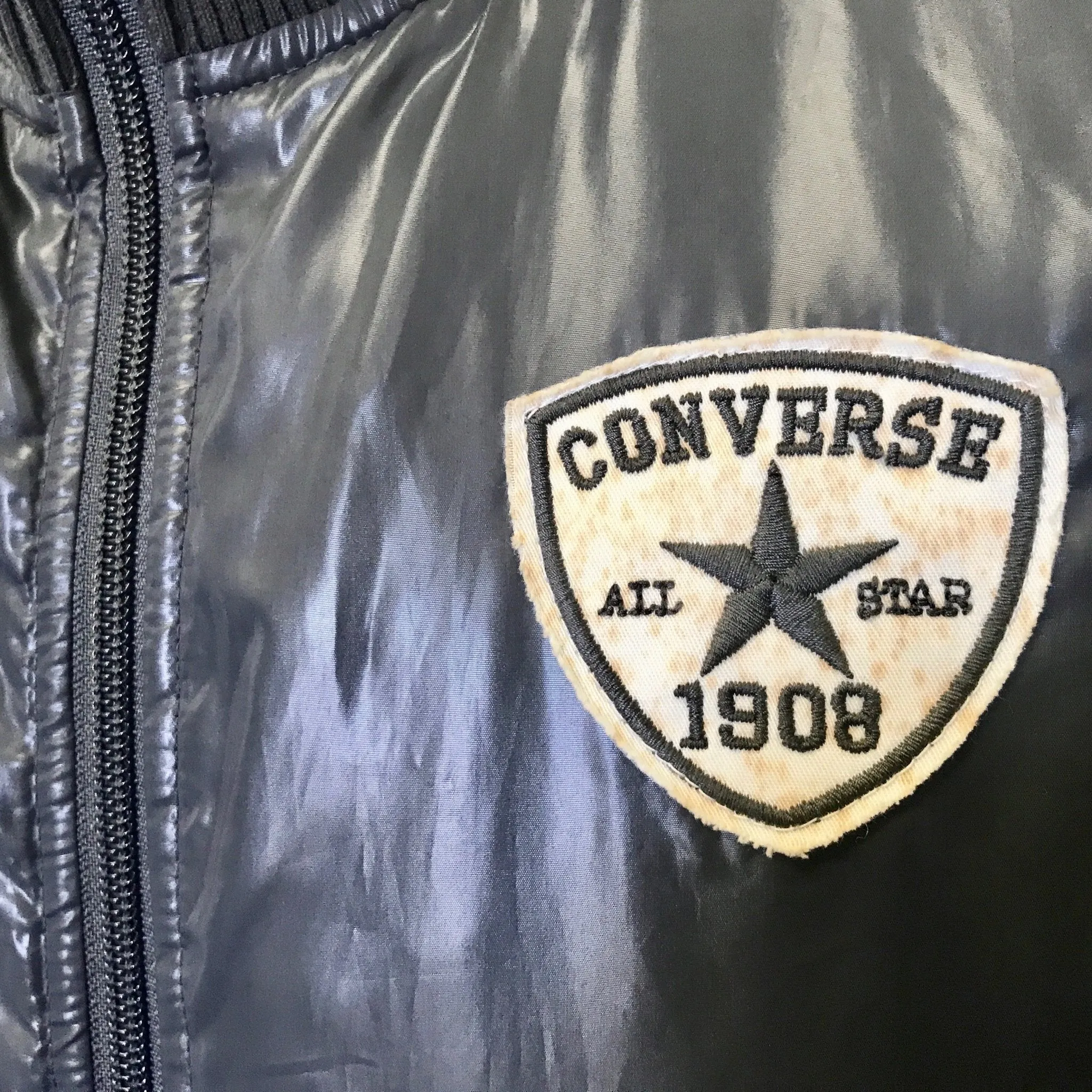 1990's Vintage Converse Bomber Jacket Grey Sz S - OOAK