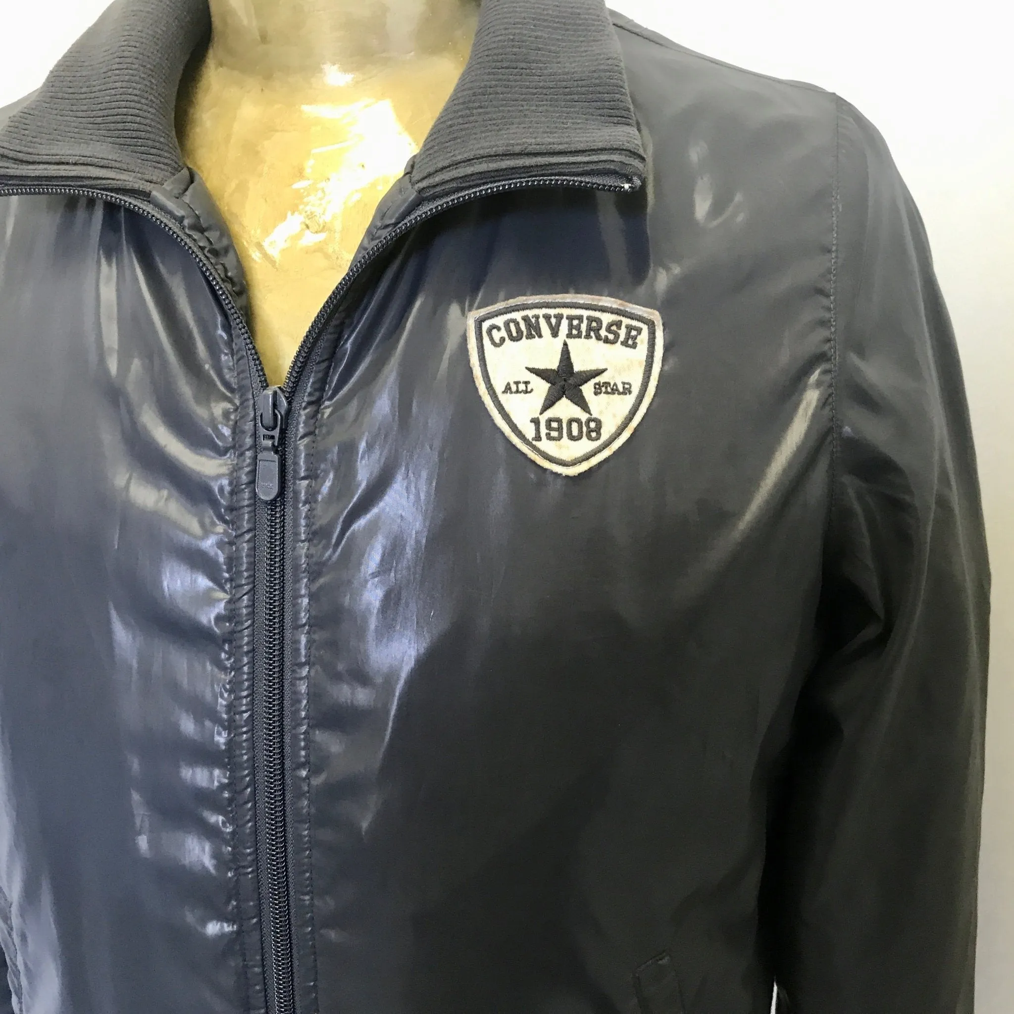 1990's Vintage Converse Bomber Jacket Grey Sz S - OOAK