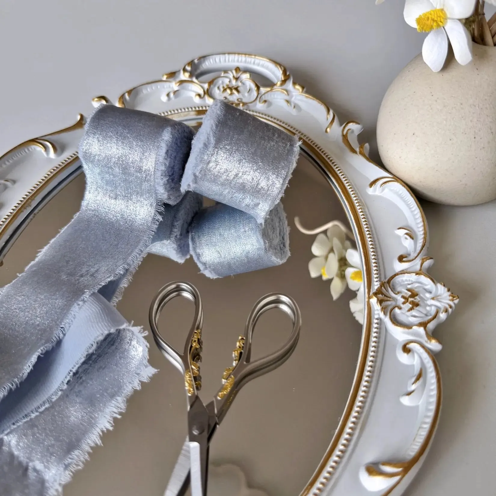 5 Meter / Wired Iridescent Silk Chiffon Ribbon