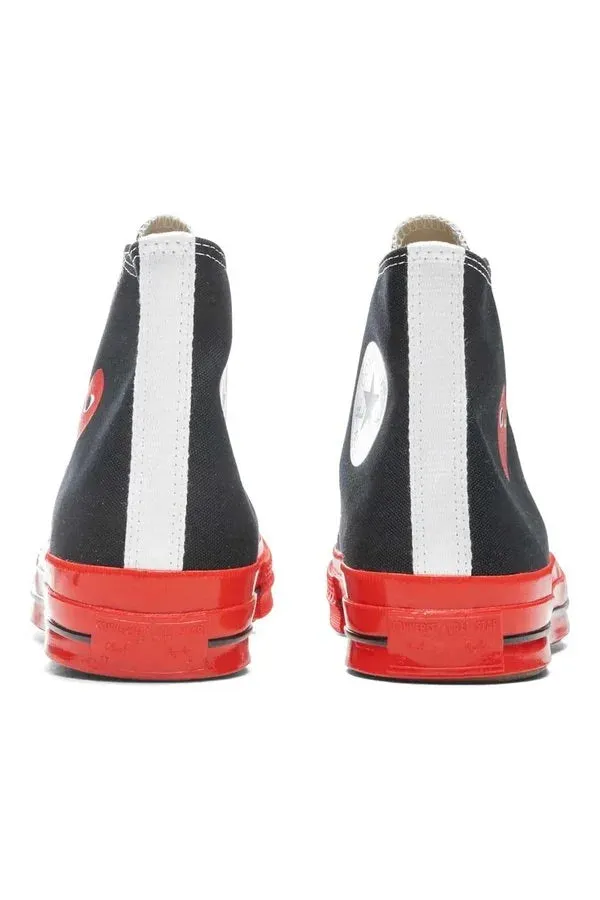 Black CDG Play x Converse Red Sole High Top Sneakers