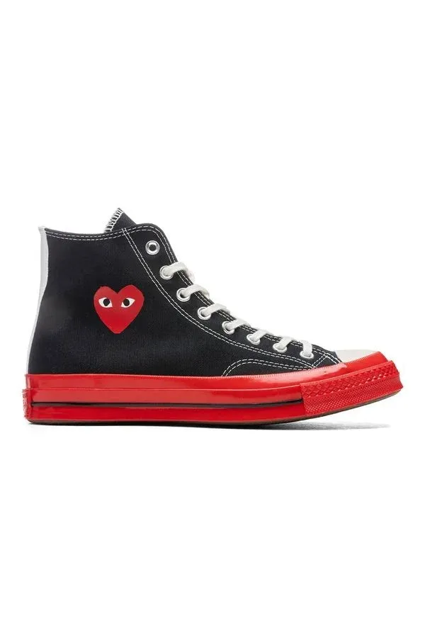 Black CDG Play x Converse Red Sole High Top Sneakers