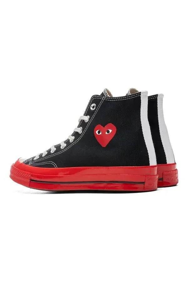 Black CDG Play x Converse Red Sole High Top Sneakers