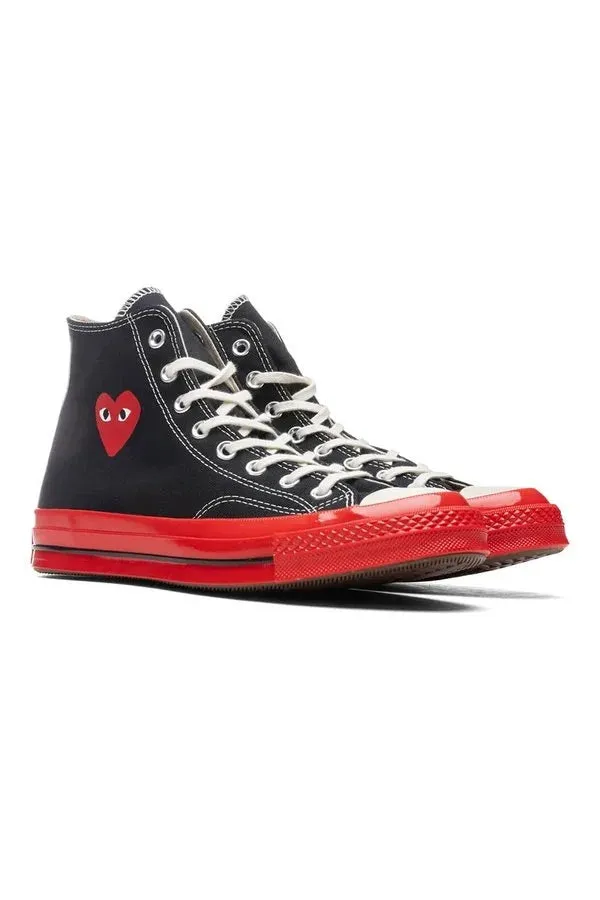 Black CDG Play x Converse Red Sole High Top Sneakers