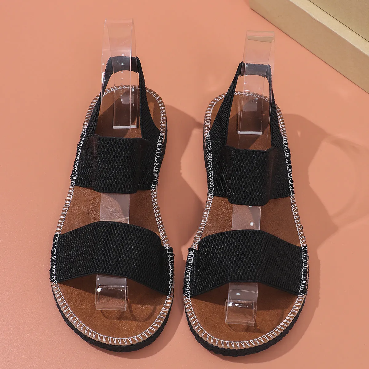 Black Toe Post Flats Sandals