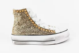 Converse All Star Platform Gold Glitter & Borchie