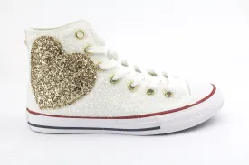 Converse All Star White Cuore Glitter Oro
