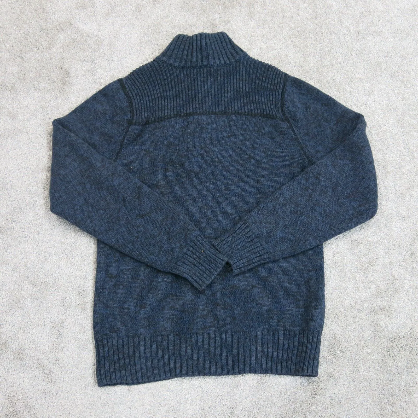 Converse One Star Mens Pullover Sweater Button Mock Neck Long Sleeves Blue S