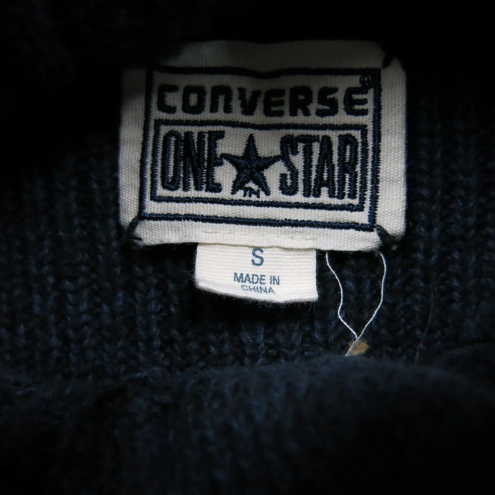 Converse One Star Mens Pullover Sweater Button Mock Neck Long Sleeves Blue S