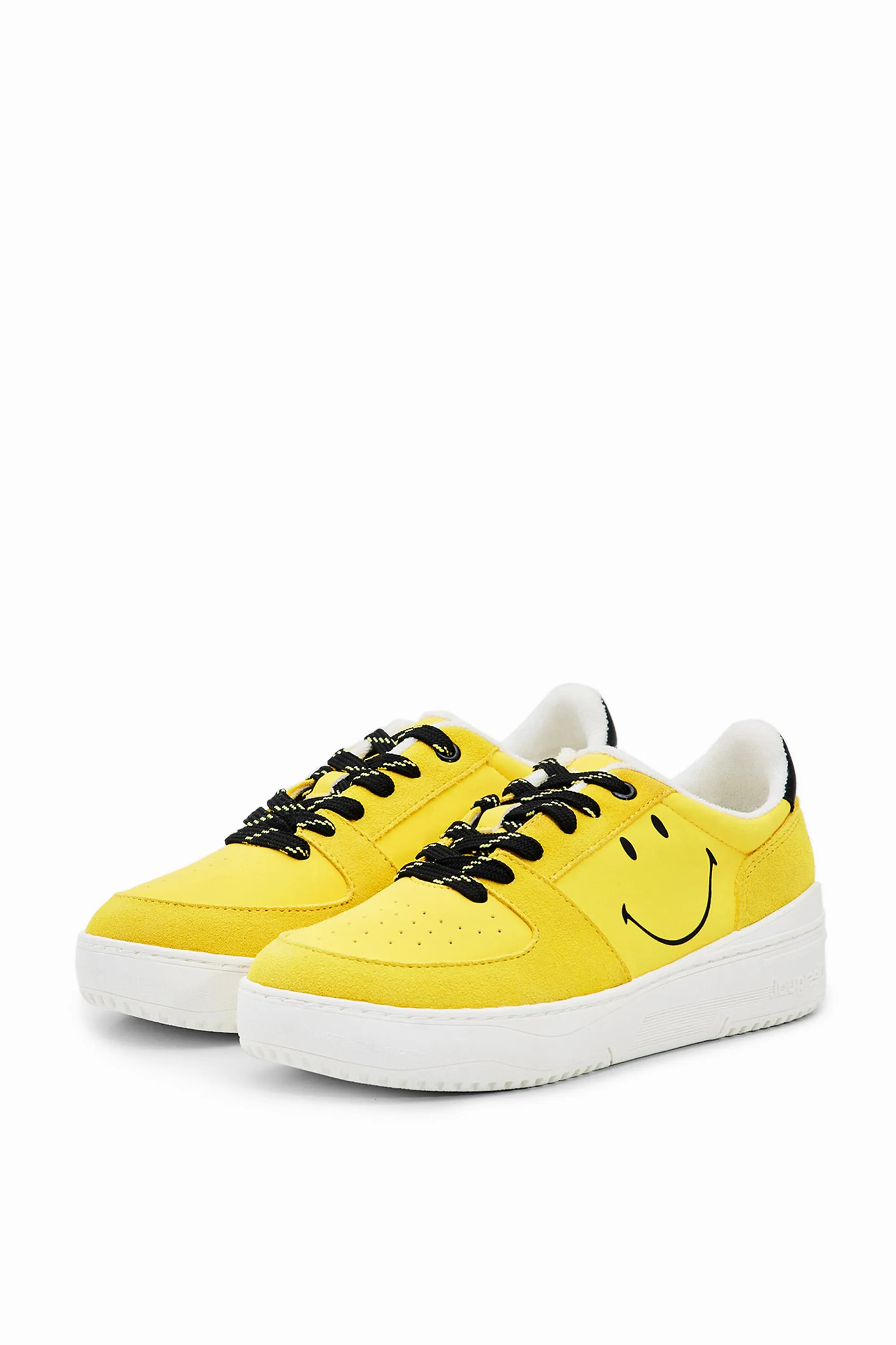 Desigual Metro Smiley Yellow Retro Platform Sneakers 23SSKA49