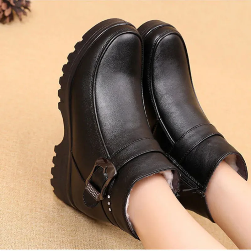 Dyavor Orthopedic Women Ankle Boots Arch Support Warm Waterproof Genuine Leather Fashion