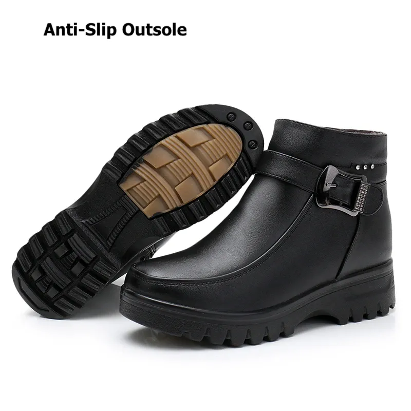 Dyavor Orthopedic Women Ankle Boots Arch Support Warm Waterproof Genuine Leather Fashion