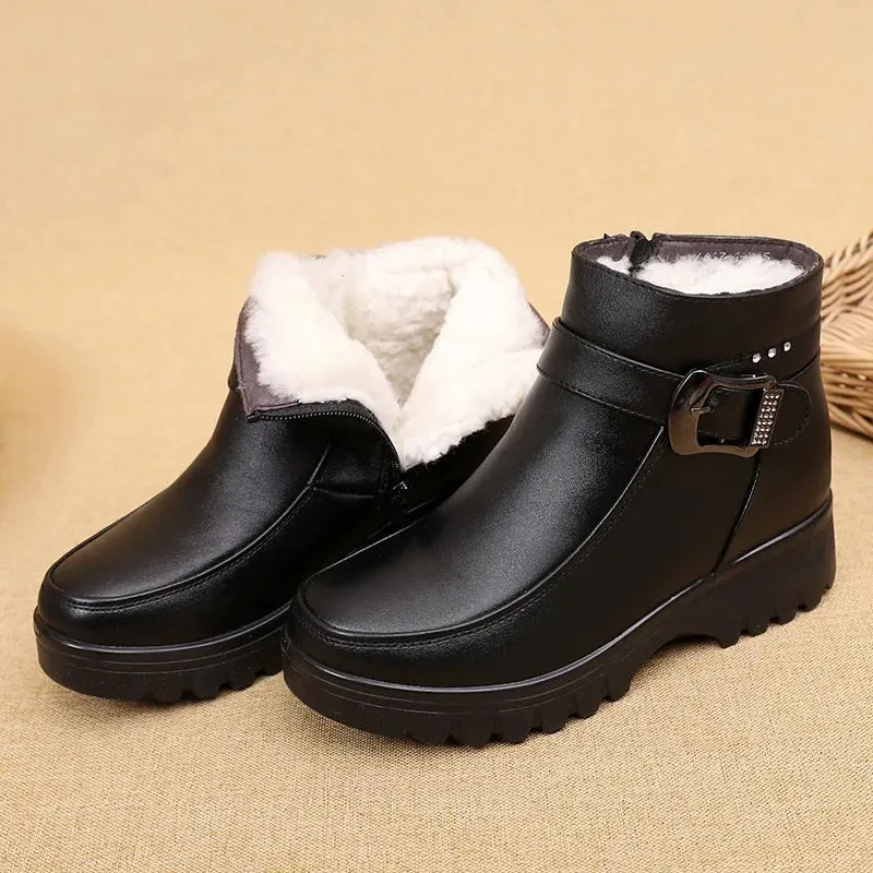 Dyavor Orthopedic Women Ankle Boots Arch Support Warm Waterproof Genuine Leather Fashion