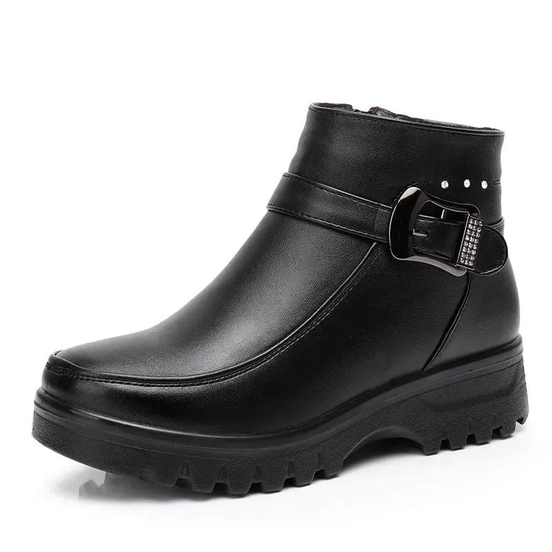 Dyavor Orthopedic Women Ankle Boots Arch Support Warm Waterproof Genuine Leather Fashion