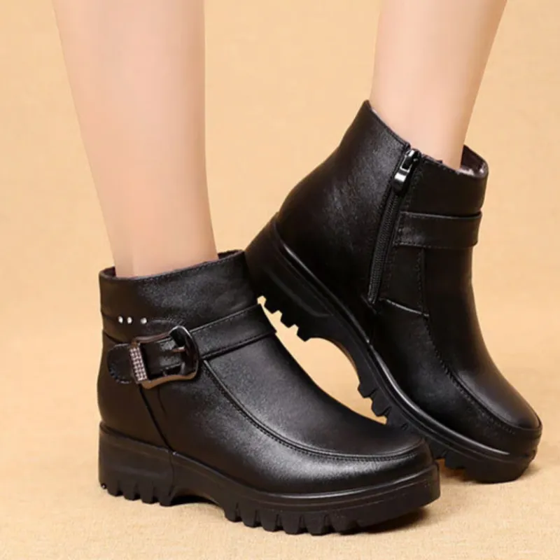 Dyavor Orthopedic Women Ankle Boots Arch Support Warm Waterproof Genuine Leather Fashion