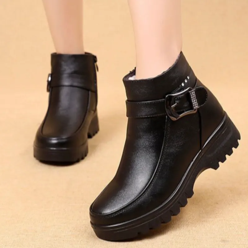 Dyavor Orthopedic Women Ankle Boots Arch Support Warm Waterproof Genuine Leather Fashion