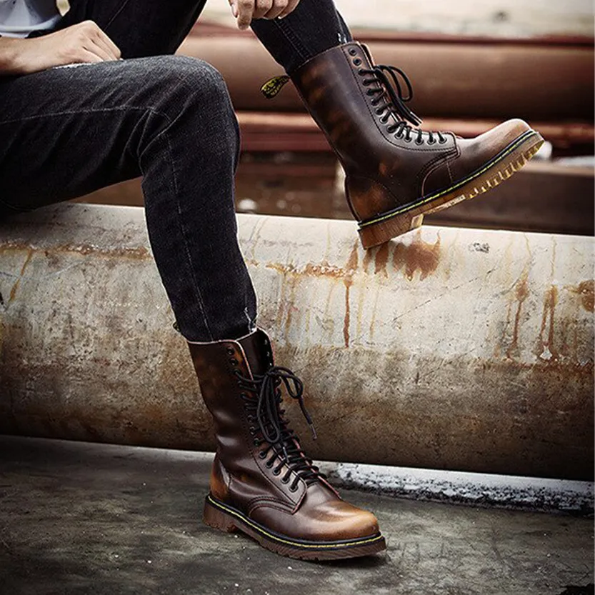 Funki Buys | Boots | Men's Gothic Punk High-Top Combat Boots