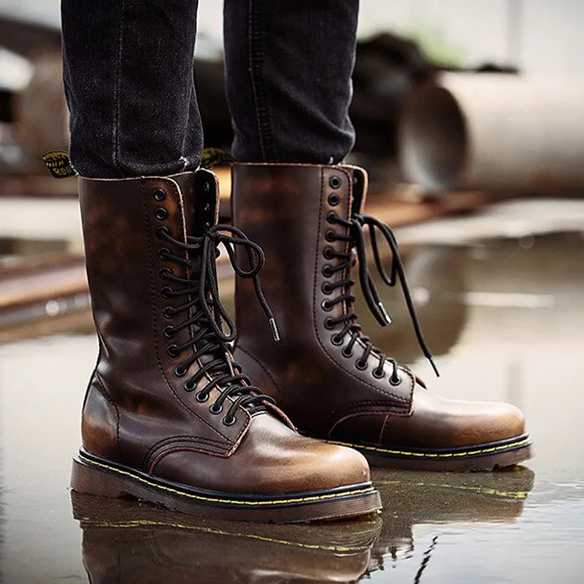 Funki Buys | Boots | Men's Gothic Punk High-Top Combat Boots