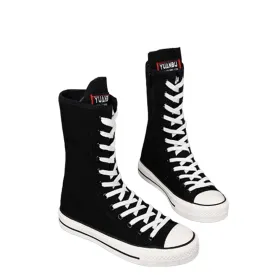 Funki Buys | Boots | Women's Calf-High Flat Canvas Sneakers