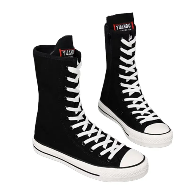 Funki Buys | Boots | Women's Calf-High Flat Canvas Sneakers