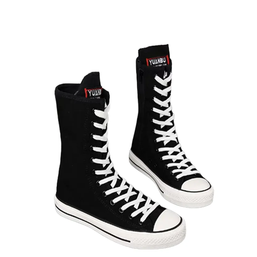 Funki Buys | Boots | Women's Calf-High Flat Canvas Sneakers
