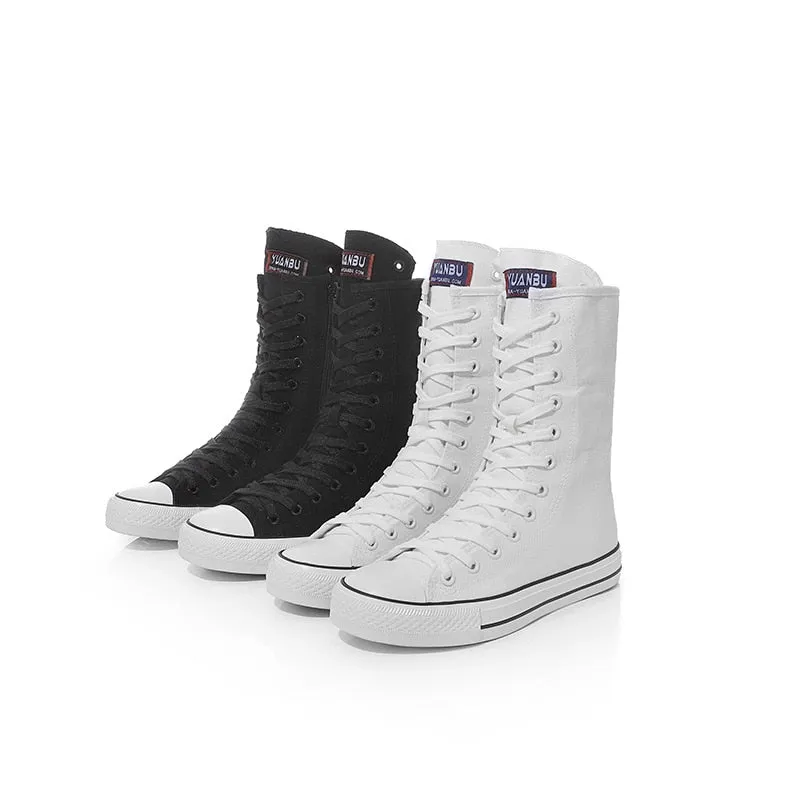 Funki Buys | Boots | Women's Calf-High Flat Canvas Sneakers