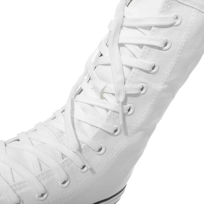 Funki Buys | Boots | Women's Calf-High Flat Canvas Sneakers