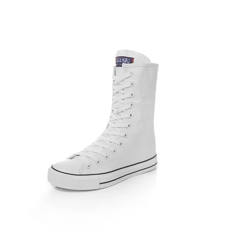 Funki Buys | Boots | Women's Calf-High Flat Canvas Sneakers