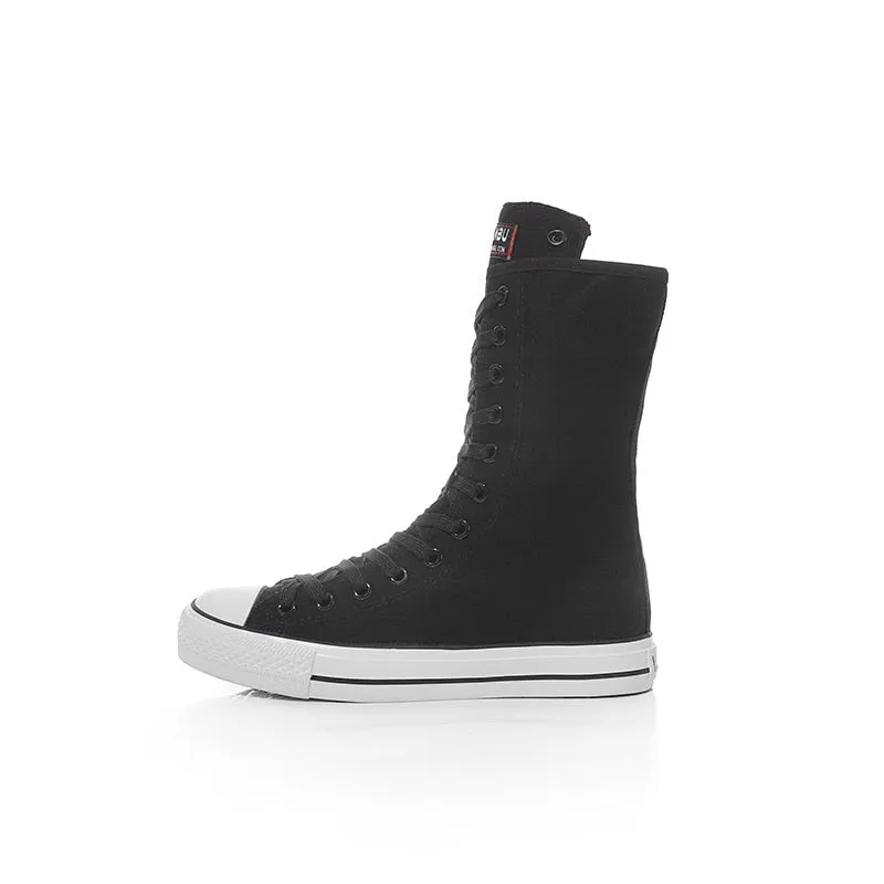 Funki Buys | Boots | Women's Calf-High Flat Canvas Sneakers