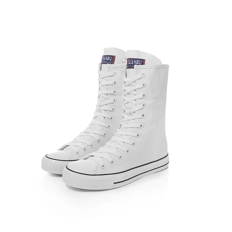 Funki Buys | Boots | Women's Calf-High Flat Canvas Sneakers