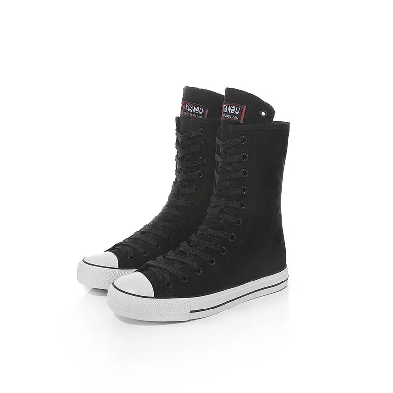 Funki Buys | Boots | Women's Calf-High Flat Canvas Sneakers