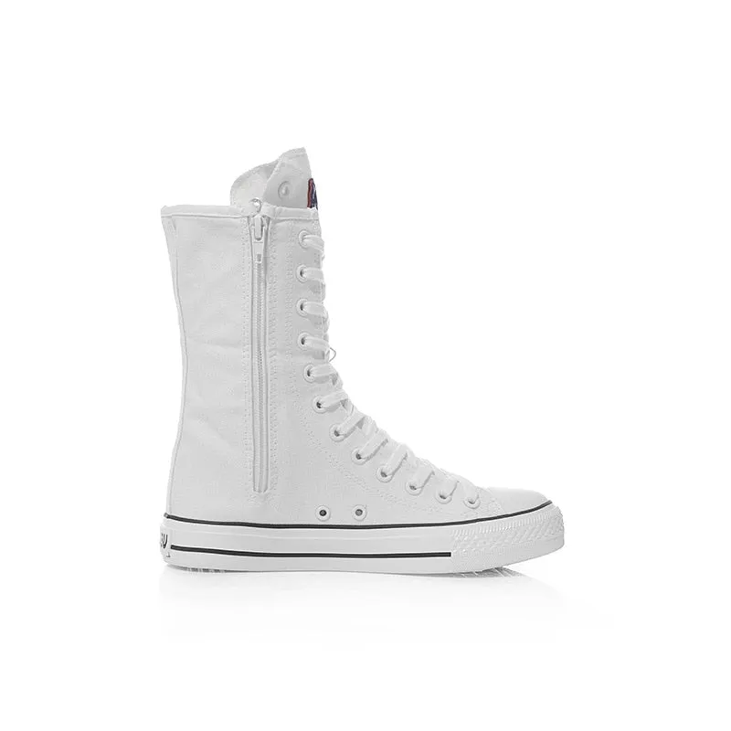 Funki Buys | Boots | Women's Calf-High Flat Canvas Sneakers
