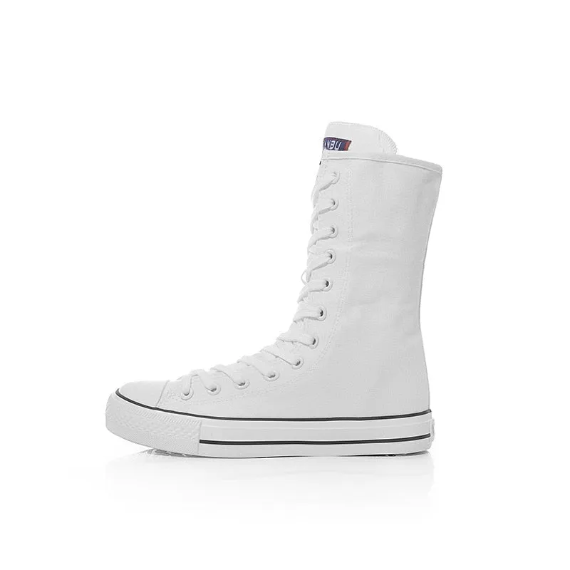 Funki Buys | Boots | Women's Calf-High Flat Canvas Sneakers