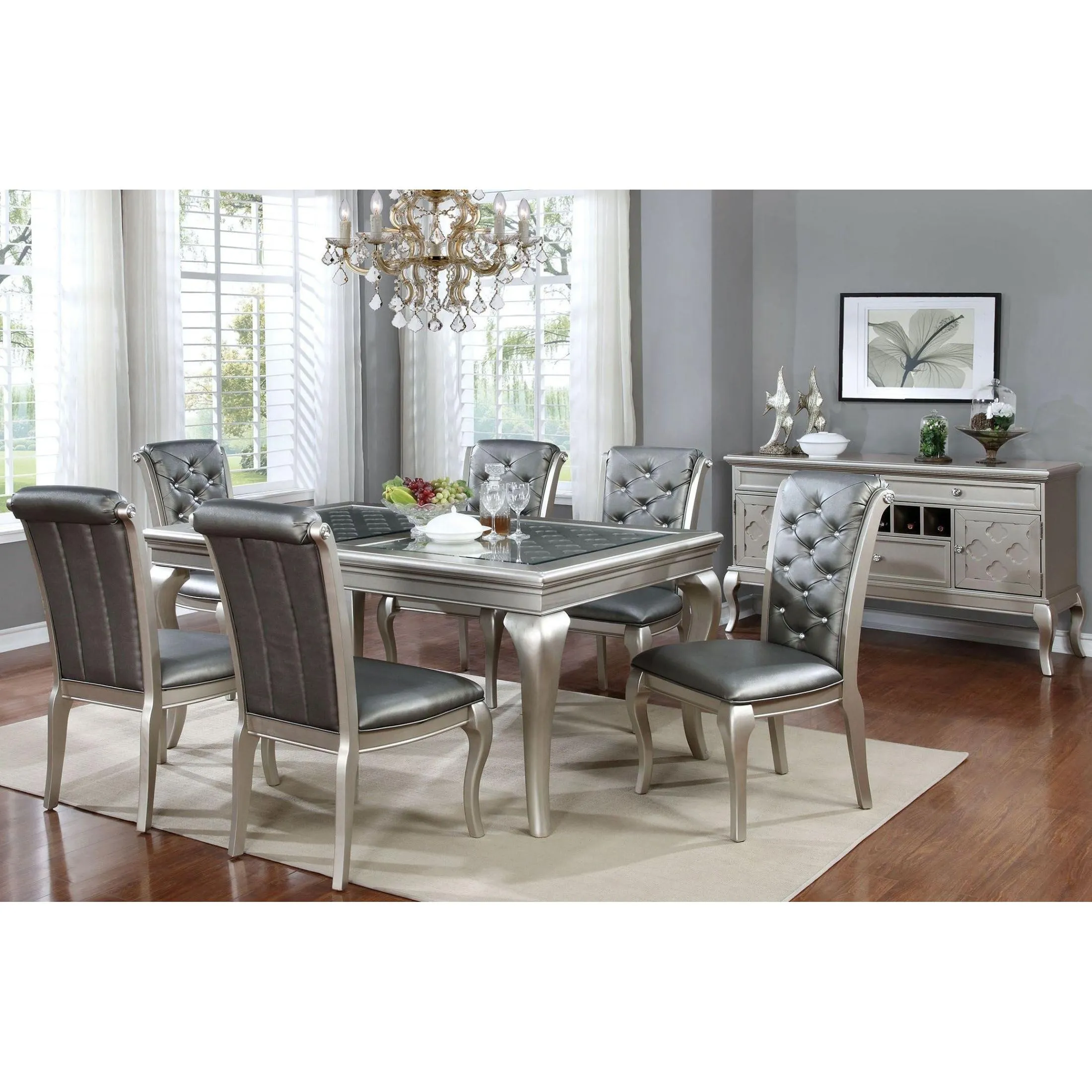 Furniture of America Amina Dining Table with Glass Top CM3219T-66