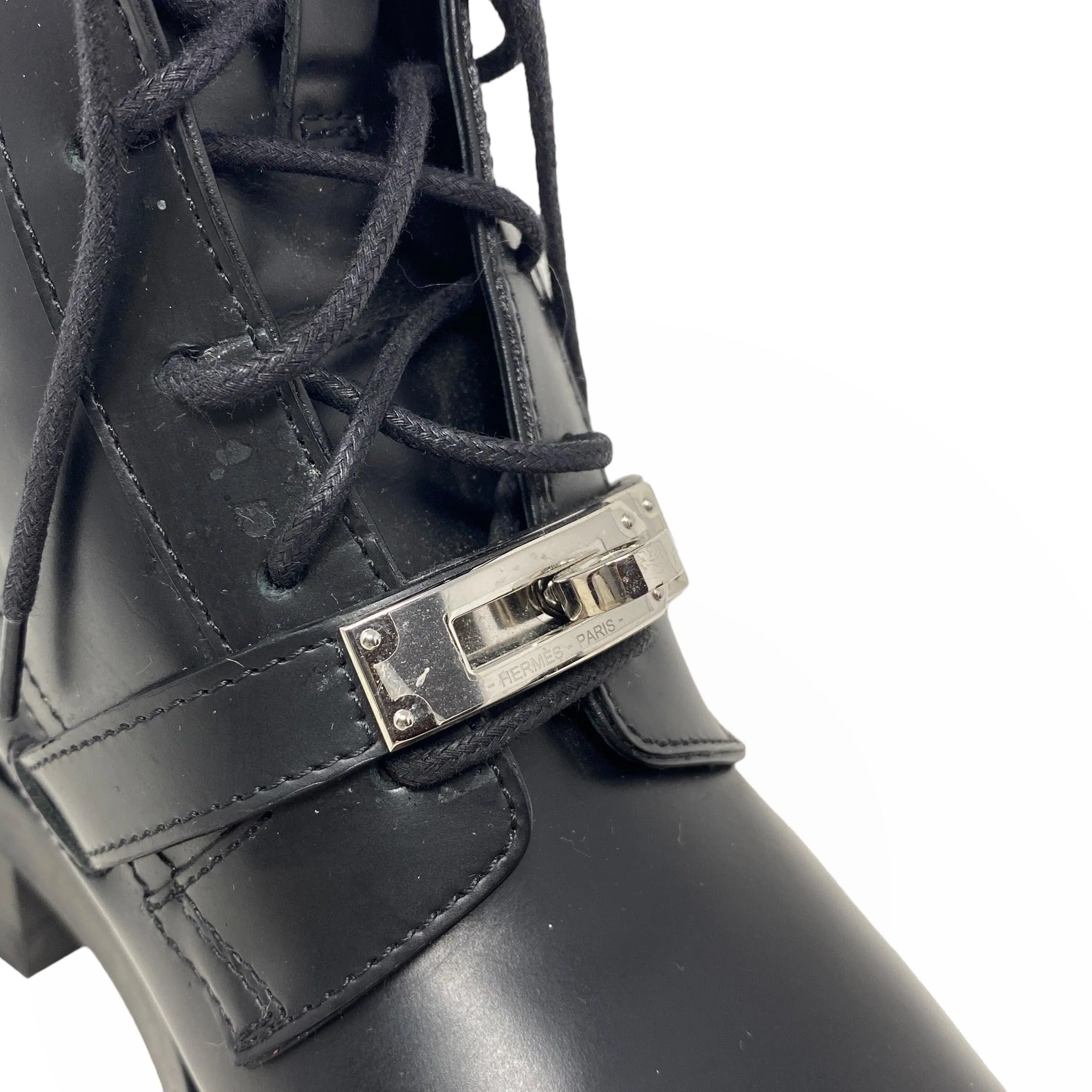 Hermes Noir Funk Ankle Boots 35