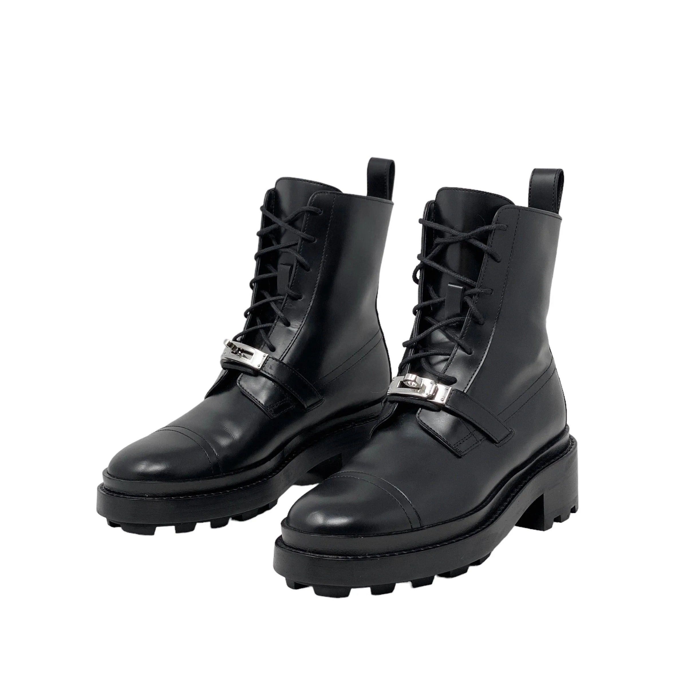Hermes Noir Funk Ankle Boots 35