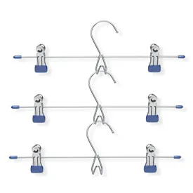 Honey-Can-Do HNG-01193 Add-On Skirt/Pant Hanger, 3-Pack, Chrome/Blue