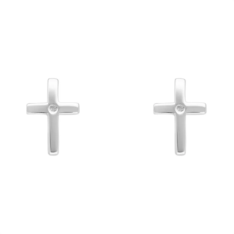 Hot Diamonds Amulets Sterling Silver Cross Earrings D