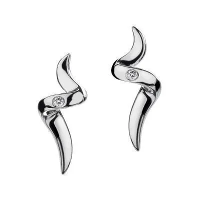 Hot Diamonds Go With The Flow Sterling Silver Spiral Earrings