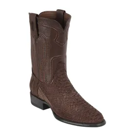 Los Altos Boots Mens #69N5707 Roper Style | Genuine Python Leather Boots | Color Nobuck Brown