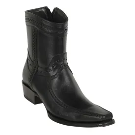 Los Altos Boots Mens #76BF3805 Low Shaft European Square Toe | Genuine Pull Up Boots | Color  Black