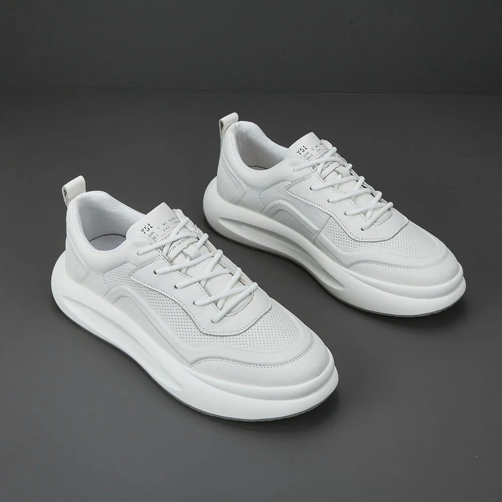 Men Minimalist Solid Breathable Leather Casual Sneakers