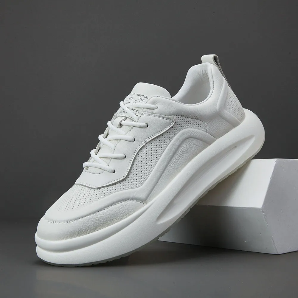 Men Minimalist Solid Breathable Leather Casual Sneakers