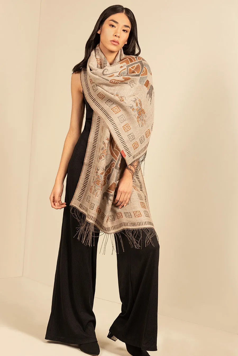Nazca - 9 Shawl Baby Alpaca Color Grey