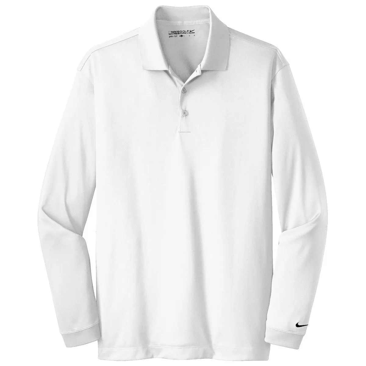 Nike Men's White Long Sleeve Dri-FIT Stretch Tech Polo