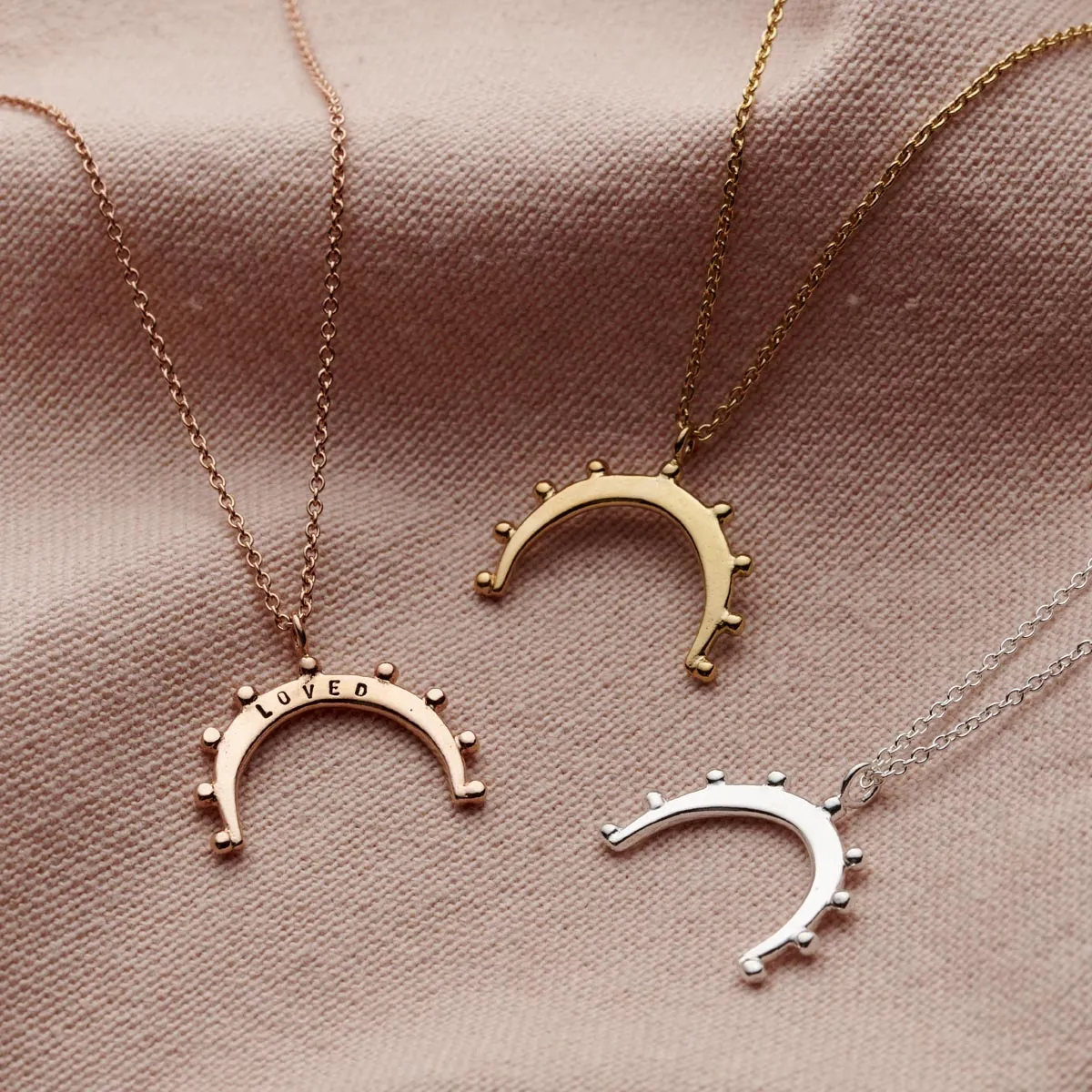 Personalised Crown Crescent Horn Necklace