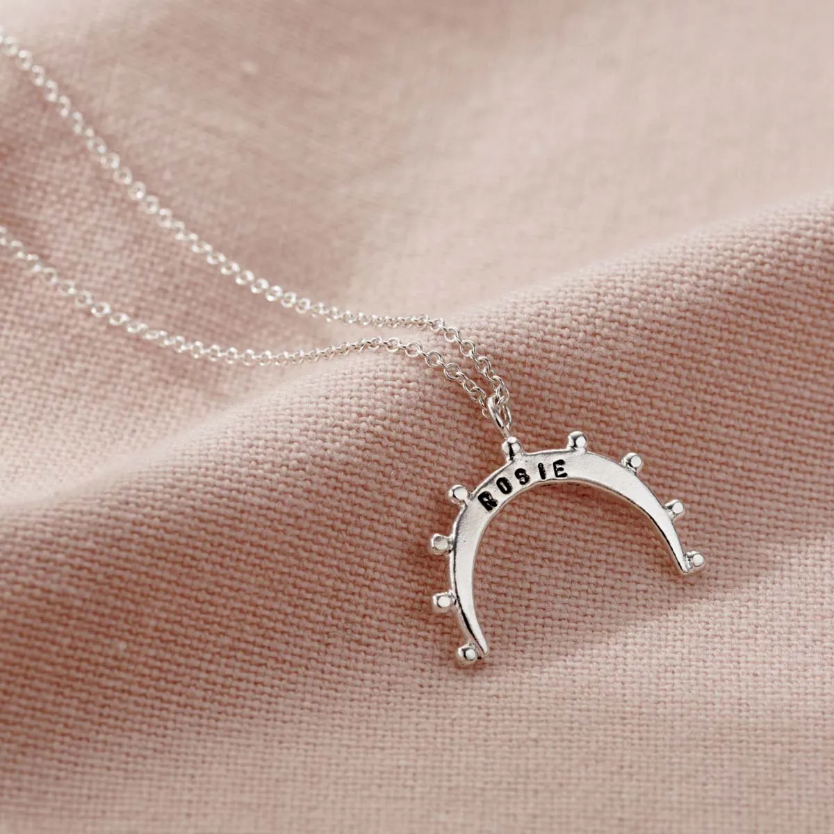 Personalised Crown Crescent Horn Necklace