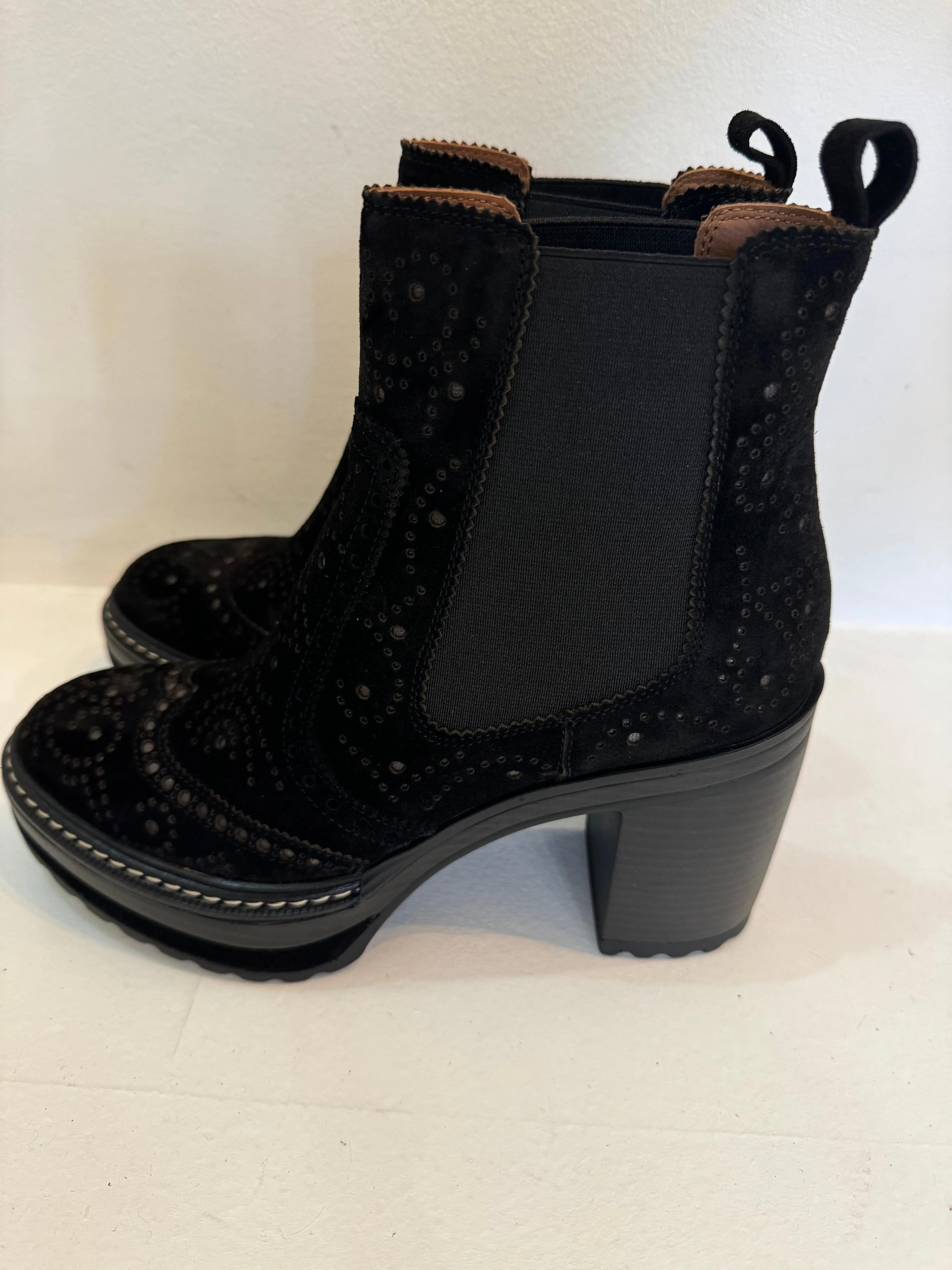 Pons Quintana Black Suede Platform Ankle Boot
