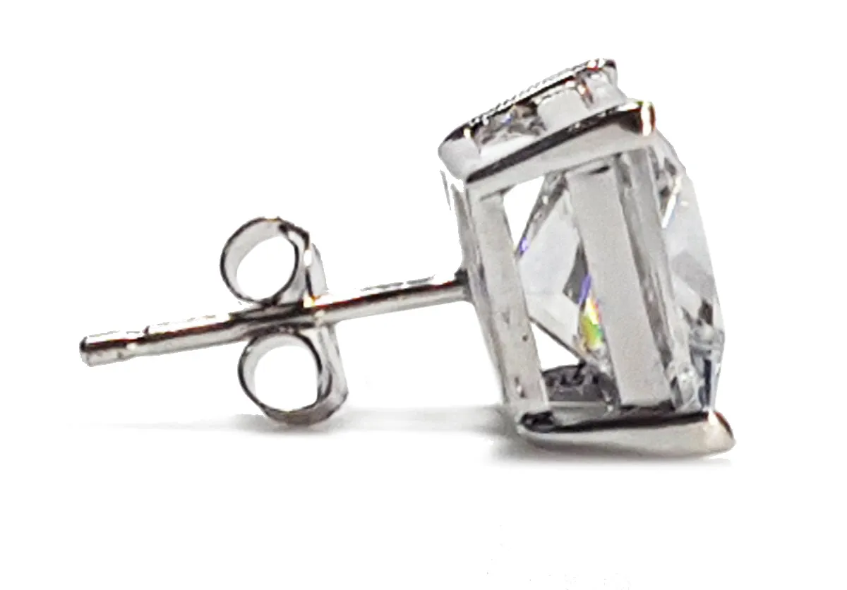 Princess-Cut Cubic Zirconia Stud Silver (Pair)